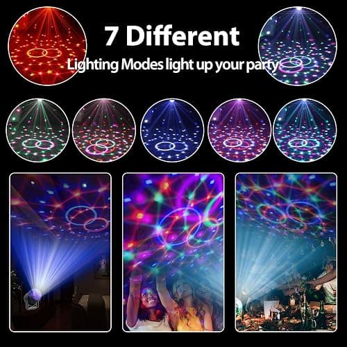 NEQUARE Disco Ball DJ Party Lights Sound Activated with Remote Control Strobe Lamp 7 Modes Stage Light for Home Room Dance Parties Karaoke Halloween Christmas Birthday Decorations[3-Pack] thumbnail 5