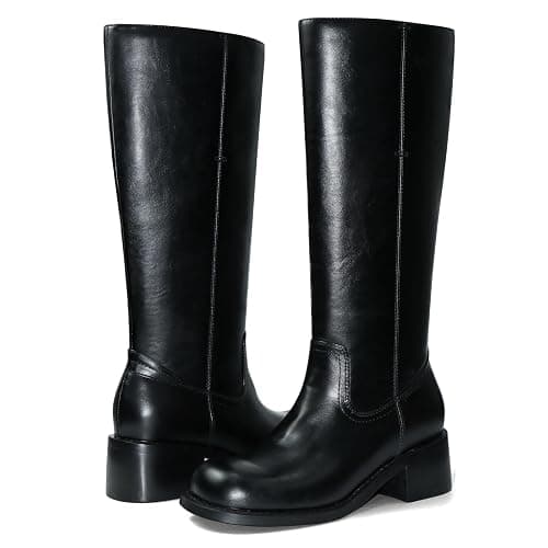 VBDB Women's Knee High Boots Square Toe Chunky Block Heel Long Boots for Women Comfortable Low Heel Womens Boots thumbnail 5