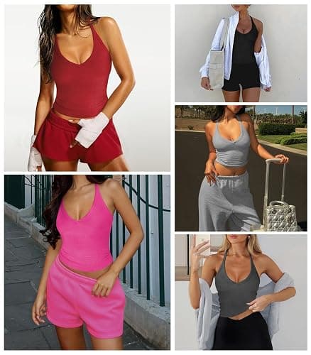 Hragc Womens Tank Tops Summer V Neck Workout Racerback Yoga Gym Tank Tops thumbnail 4