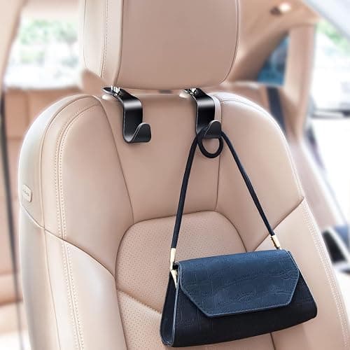 4 Pack Car Back Seat Headrest Hook Hanger for Purse Grocery Bag Handbag Hat thumbnail 4