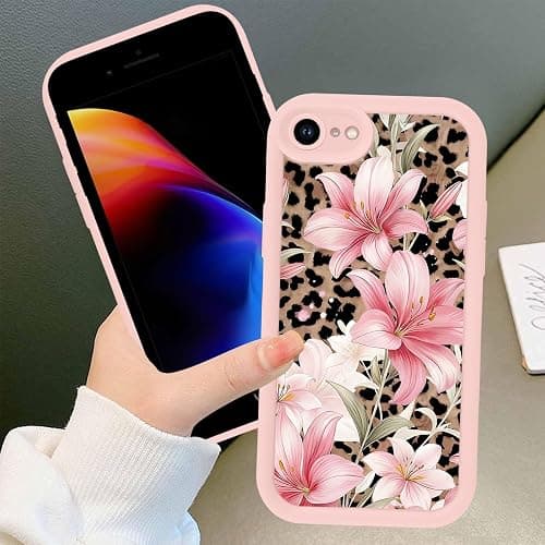 NBCDSUJ Cheetah Leopard Print Pink Lily Flower Phone Case for iPhone 17e/iPhone 16e Case Raised Camera Protection Soft Silicone Slim TPU Funda Phone Cover for iPhone 17e/iPhone 16e 6.1 Inch thumbnail 5