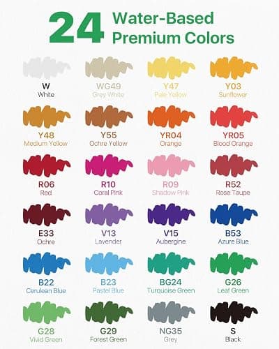 JusArt Acrylic Paint Markers Brush Tip 24 Colors, Water-Based No-Bleed Markers with Automatic Ink Control, Waterproof Acrylic Paint Pens for DIY Art & Crafts -Fabric, Rock, Wood, Glass, Ceramic, Metal thumbnail 8