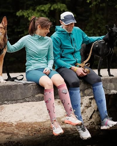 Lalapapa Bamboo Viscose Compression Socks for Women Men 2 Pairs 15-20mmHg Knee High Compression Socks Travel Nurse thumbnail 2