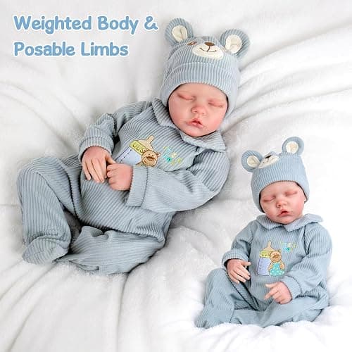 Aori Reborn Baby Dolls Boy - 18 Inch Realistic Sleeping Newborn Doll Soft Cloth Body Handmade Lifelike Baby Doll with Outfit Set - Weighted Baby Boy for Role Play, Gift for Kids 3+ thumbnail 4