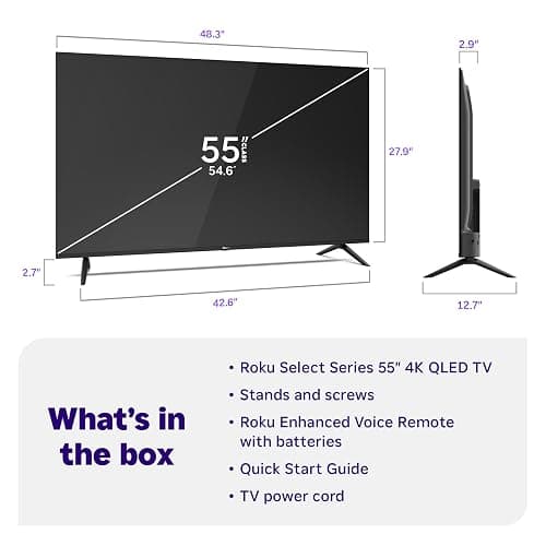 Roku 55-Inch Select Series Smart TV 2026-4K QLED TV - Roku TV | Flat Screen QLED Television with Voice Remote, Wi-Fi & Bluetooth Headphone Mode - Streaming Live Local News, Sports, & Movies thumbnail 11