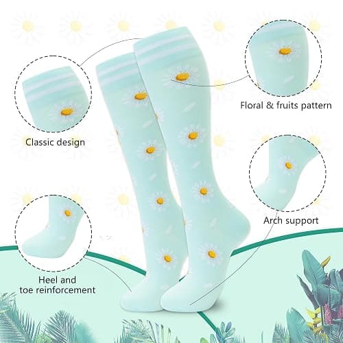 fenglaoda Compression Socks for Women Men Support Circulation 6 Pairs Socks For Nurse, Travel, Flight thumbnail 2