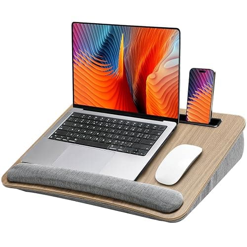 HUANUO Portable Lap Laptop Desk with Pillow Cushion, Fits up to 15.6 inch Laptop, with Anti-Slip Strip & Storage Function for Home Office Students Use as Computer Laptop Stand, Book Tablet thumbnail 8