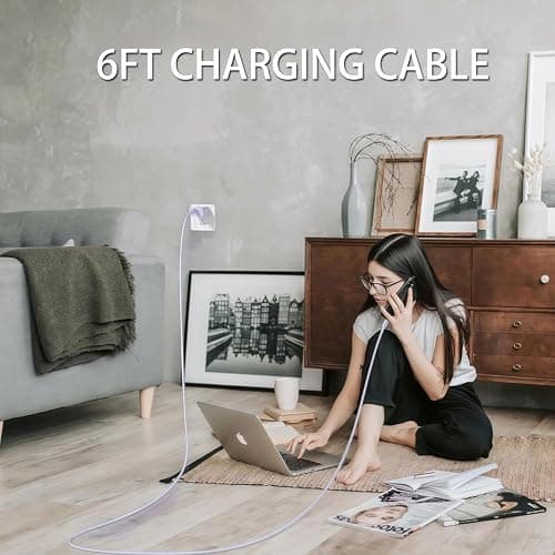 Lavender Charger Purple USB C to USB C Cable i Phone Charger Fast Charging 6FT Long, 20W Type C Cord Charger Charging for i Phone 16/15/17/Pro Max/Plus MacBook Pro Air,iPad Air, Samsung Galaxy S25/S24 thumbnail 7