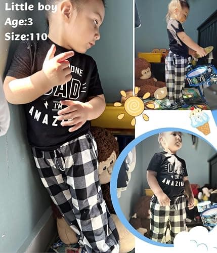 Ekouaer Boys 3 Pack Plaid Lounge Pants with 2 Pockets thumbnail 2