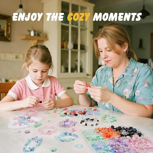 450PCS Acrylic Beads for Bracelet Making, Assorted 6 Colors Cute Beads, Flower Bow Candy Bear Kawaii Bracelet Charms for Jewelry Making, Necklace Keychains Phone Charms DIY Crafts Gifts thumbnail 8