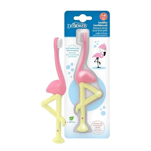 Dr. Brown's Baby and Toddler Toothbrush, Flamingo 1-Pack, 1-4 Years - Image 1