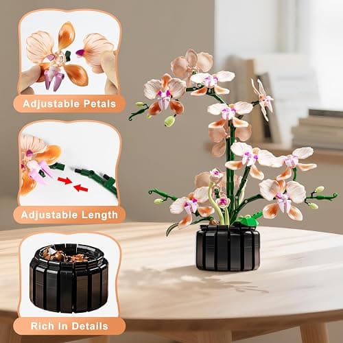 Lodikisbay Orchid Flower Building Set, Botanical Collection Flower Building Block Set, Compatible with Lego Flowers, Artificial Flowers Plant Gifts for Adults Home and Office Desk Decor (866PCS) thumbnail 5