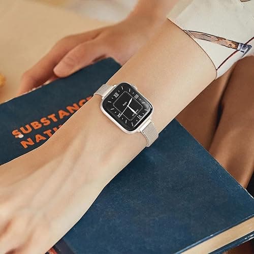 MARGE PLUS Slim Milanese Loop Compatible with Apple Watch Band for women 41mm 40mm 38mm 42mm 46mm 45mm 44mm, Stainless Steel Magnetic Mesh Strap work on iWatch Series 11 10 9 8 7 6 5 4 3 & SE 3 2 1 thumbnail 7