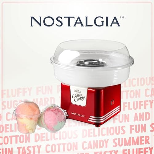 Nostalgia Cotton Candy Machine - Retro Cotton Candy Machine for Kids with 2 Reusable Cones, 1 Sugar Scoop, and 1 Extractor Head – Red thumbnail 7