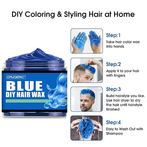 4 Colors Temporary Hair Color for Kids Women Men,Green Blue Purple Pink Hair Dye Color Wax,Gifts for Teens Boys Girls,Gifts for Kids,Temporary Hair Dye Hair Color Wax for Party,Halloween,Cosplay thumbnail 9