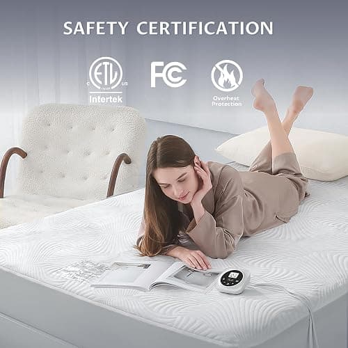 Full Size Electric Heated Mattress Pad - Bed Warmer with Memory & Preheat Functions, 12 Heat Settings Single Control for 1-12 Hours Auto Off, Lighted Button thumbnail 4