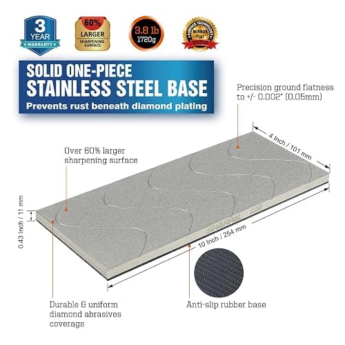 SHARPAL 145H 10 x 4 Inch Diamond Lapping Plate, Whetstone Flattener, Extra Coarse 220 Grit for Coarse Sharpening and Flattening Stones, Fix & Re-levelling any Whetstone and Sharpening Stones thumbnail 3