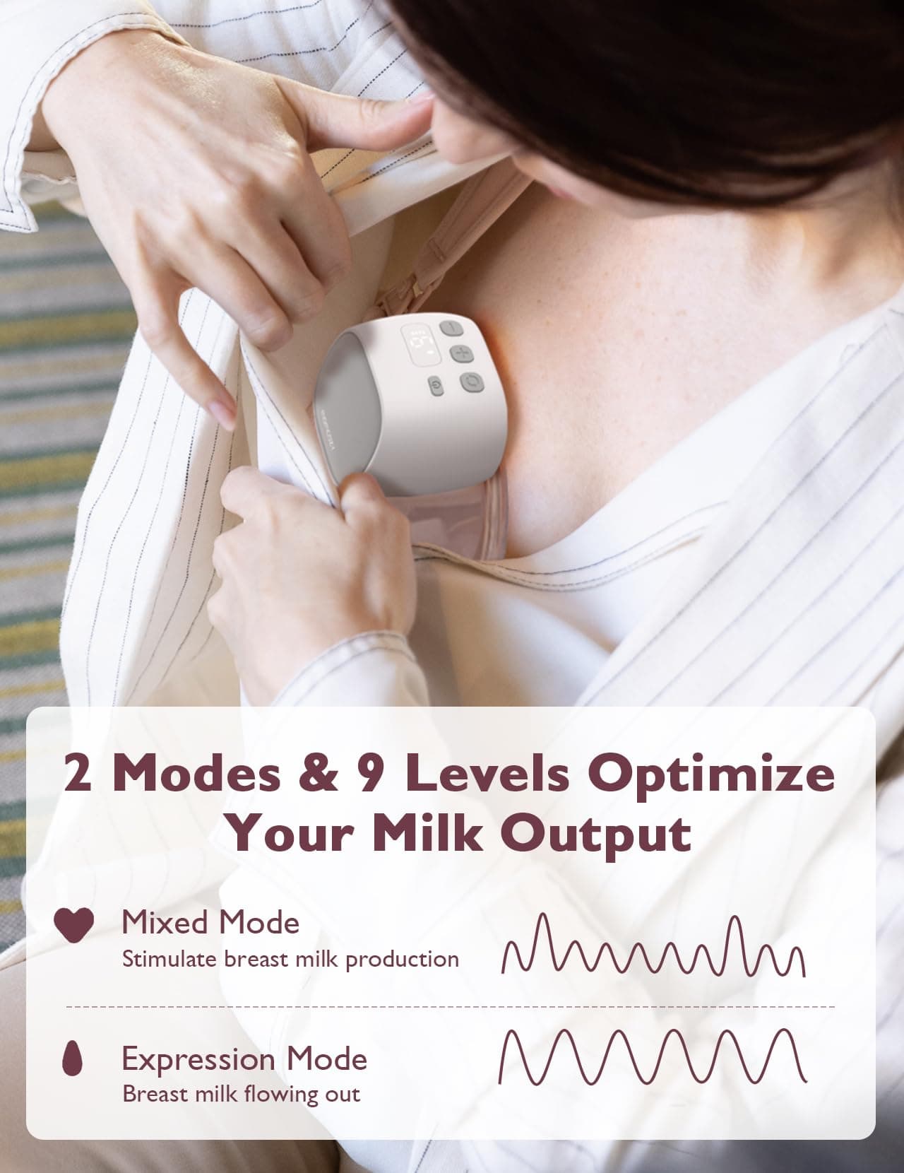 Momcozy Breast Pump Hands Free S9 Pro of Longer Battery Life & LED Display, Wearable Breast Pump Double Portable Electric Breast Milk Pump with 2 Modes & 9 Levels - 24mm, 1 Pack Gray thumbnail 4