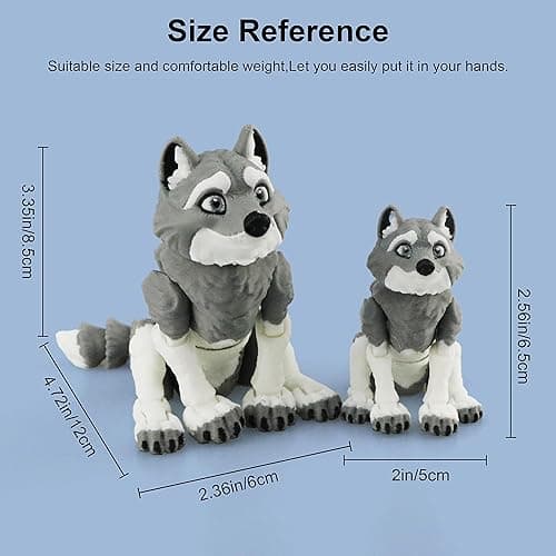LehuoMaker 3D Printed Animals Wolf, Flexible Articulated Poseable 3D Printed Animals - Fidget Desk Pets Gift Classroom Rewards Toys thumbnail 4