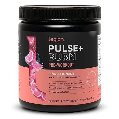 LEGION Pulse+ Burn Thermogenic Pre Workout Powder - High Stimulant Energy - L-Carnitine, Citrulline Malate, Beta Alanine, Capsimax - Nitric Oxide Booster - Pink Lemonade, 20 Servings - Image 1