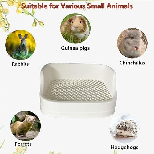 Tfwadmx Rabbit Litter Box Bunny Potty Training Litter Boxes Guinea Pig Corner Bedding Box Small Animal Toilet for Ferret,Chinchilla,Galesaur(White) thumbnail 5