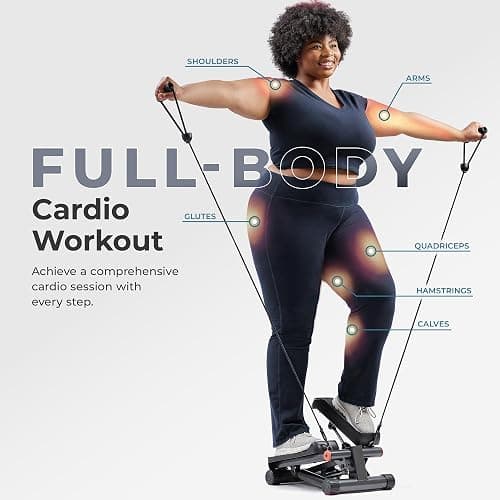 Sunny Health & Fitness Mini Stepper for Exercise at Home, Stair Step Workout Machine with Resistance Band and Over 300lb Weight Capacity, Optional Twist Motion and Free SunnyFit App Connection thumbnail 2