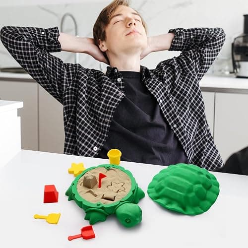 EAMC XHXX Mini Desktop Turtle Sandbox with Soft Sand and Small Tools -Premium Sand Garden for Desk Kit - Mini Zen Garden Kit Gifts Decor Desktop Accessories for Home, Office - Fidget Stress Relief thumbnail 5