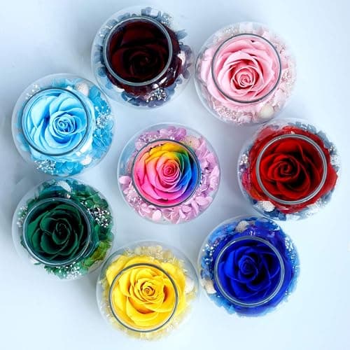 roliys Preserved Real Roses with Colorful Mood Light Wishing Bottle, Eternal Rose，Never Withered Flowers, Table Decor,Christmas Anniversary Valentine's, Blue 4.3inch, 1pcs thumbnail 8