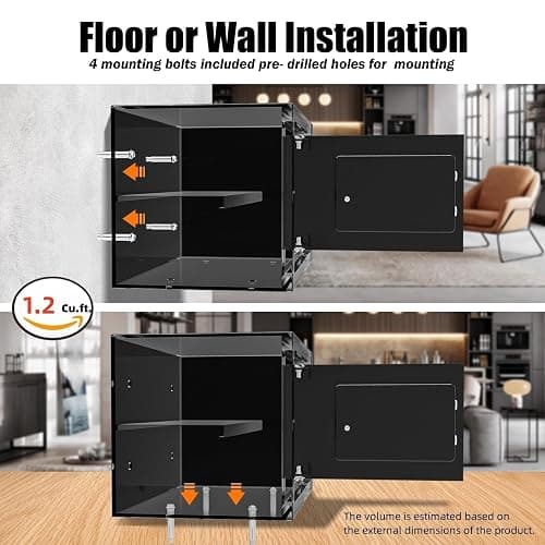 [ 1.2 Cu.ft. ]PATRON Fireproof Safe for Home,Digital Security Home Cabinet Safes for Money Cash Documents,Safe Box with Electronic Keypad,Removable Shelf for Office Business 1.2 Cu.ft. thumbnail 7