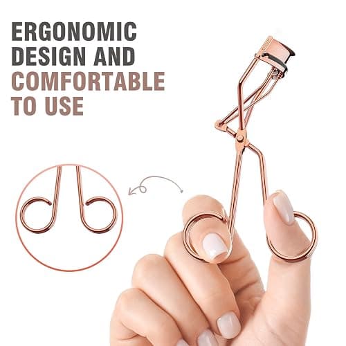 Eyelash Curler with Comb, Professional Volumizing Lash Lift Kit Lash Curler with Refill Pads for Home & Travel Uses, Rose Gold thumbnail 4