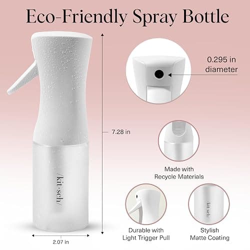 Kitsch Continuous Spray Bottle for Hair – Fine Mist Water Mister & Water Spray Bottle – Recycled Hair Spray Bottle – Spray Bottles for Cleaning, Styling, Plants & More – White, 150ml thumbnail 6
