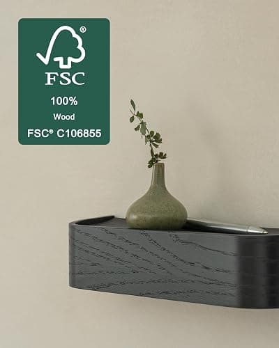 Kazai. Key Holder 'Toke' | Minimalist Key Hook Design from Berlin | Modern Key Holder Wall Mount with Wooden Shelf | Key Rack for Wall as Entryway Organizer | Oak, Black thumbnail 3