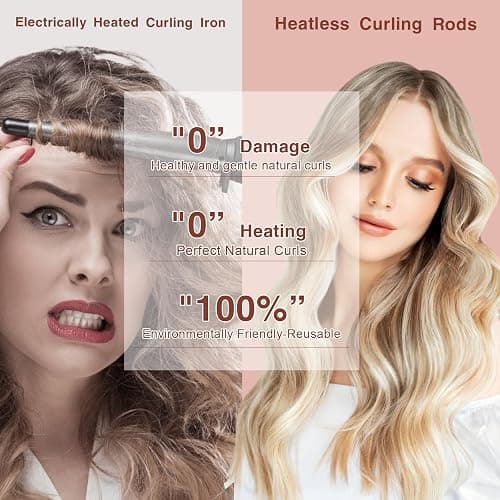 NUNFLUE Heatless Hair Curlers Set- 4Pcs Soft Hair Curlers to Sleep In, No Damage Velvet Curling Rods with Silk Scarf, No Heat Overnight Curls - For All Hair Types thumbnail 5