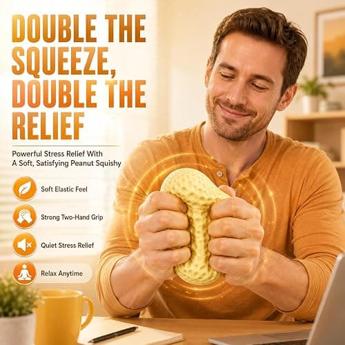 Crunchy Peanut Squishy Squeeze Toys Food-Shaped Stress Relief Squeezy Clay Large Cheese Fidget Ball Slushy Hand Squishies Juguetes para Apretar Giant Peach Bannana Mashed Potato for Adult thumbnail 7