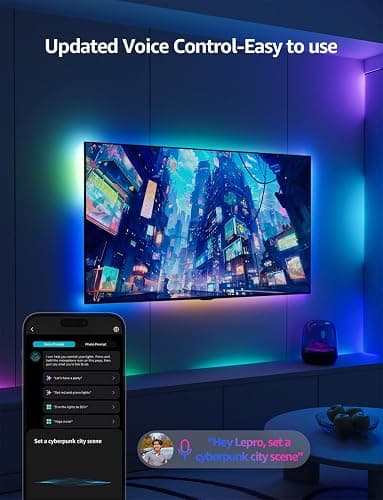 Lepro S1 AI LED Strip Lights for Bedroom - 16.4ft Smart RGB Light Strips with IC and Rainbow Chasing Effects, Color Segment DIY, Personalized Al Lighting Designer, No Remote, 2.4G Wi-Fi & Bluetooth thumbnail 3