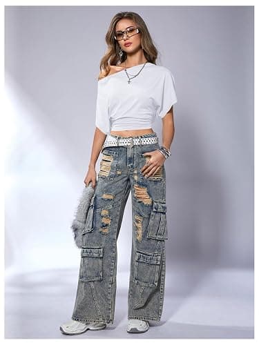 SweatyRocks Women's Off The Shoulder Crop Tops Asymmetrical Y2K Going Out Top Dolman Short Sleeve 2026 Summer Trendy Clothes thumbnail 5