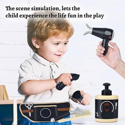 Children Barber Pretend Play Hairdressing with Hair Styling Tool Creative Roleplay Activity Game for Toddler Fun Kids Barber Toy thumbnail 4