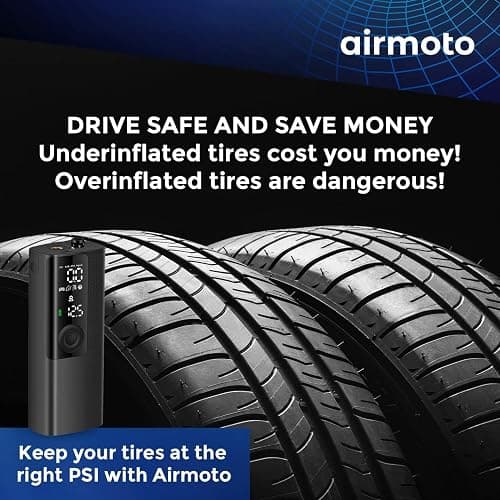 Airmoto Tire Inflator Portable Air Compressor - Air Pump For Car Tires with Digital Pressure Gauge, LED Light and Auto Shut-Off Function - Cordless Pump for Car, Motorcycle, Bicycle, Ball thumbnail 7