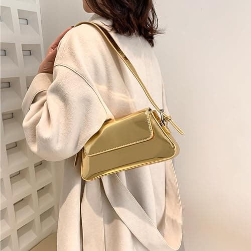 Women Small Shoulder Bag Cute Hobo Tote Handbag Evening Clutch Bag Y2k Sparkly Silver Purse for Party Prom Wedding thumbnail 2
