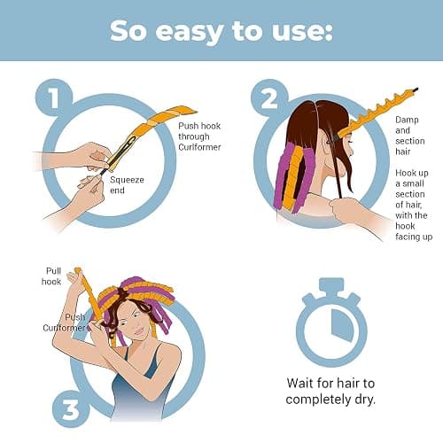 VASLON Spiral Curls Styling Kit,18 Pcs Pack 55cm Hair Rollers，Hair Curler Magic Spiral Ringlets Circle Roller, Wave Hair Roller Tools thumbnail 3