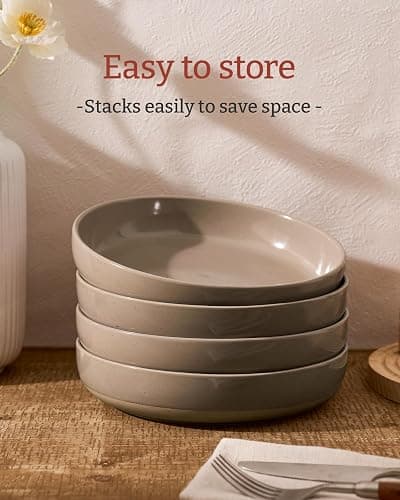 famiware Milkyway 33 oz Pasta Bowls Set of 6, Cinnamon Brown | Scratch-Resistant Stoneware Salad Bowls, Stackable, Dishwasher & Microwave Safe, Lead-Free thumbnail 4