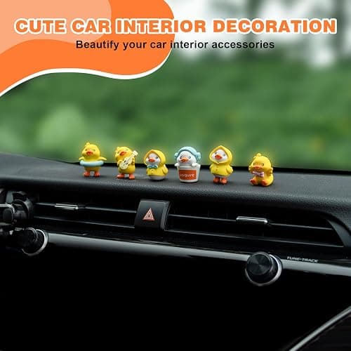 Rislobx Yellow Duck Car Dashboard Decor, 6PCS Cute Duck Car Dash Decorations, Rear View Mirror Ornament, Interior Accessories for Home Office thumbnail 2