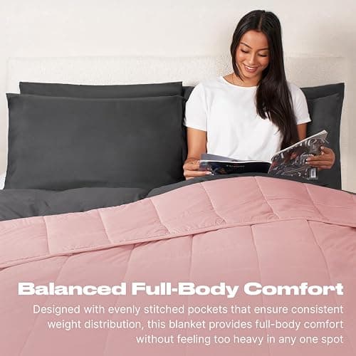 Brentfords Weighted Blanket 8kg for Adults Therapy Anxiety Autism Insomnia Calming Stress Relief with Micro Glass Beads, King - Blush Pink - 150 x 200cm - (Disclaimer Only suitable for age 3+ years) thumbnail 5