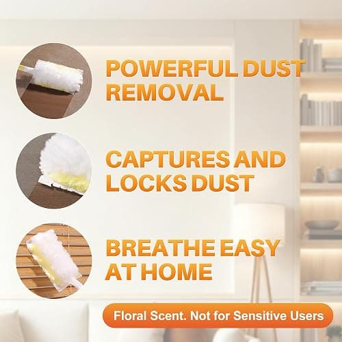 JOYMOOP Disposable Electrostatic Duster for Cleaning, with 2 Handles & 24 Ct Yellow Heavy Duty Refills for Swiffer Feather Duster, Household Cleaning Tool for Electronics, Dusting Furniture, Blinds thumbnail 3