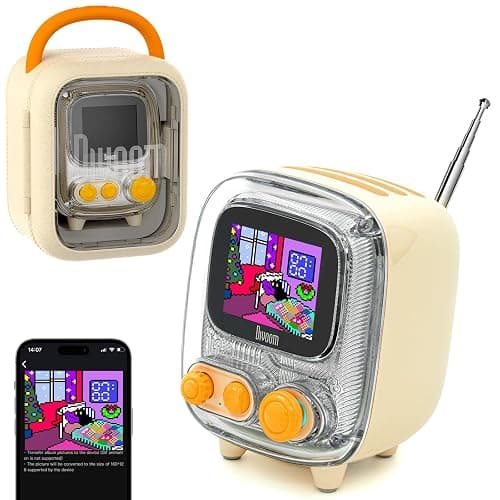 Divoom Tiivoo-2 Retro Pixel Bluetooth Speaker with USB-C/TF Playback, Custom Pixel Art Display, Alarm Clock & White Noise Sleep Mode, Desk Setup for Home Office, Gifts for Women Men, Cream - Image 1