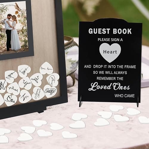 HYMENEX Wedding Guest Book Alternative, Guest Book Wedding Reception, Wedding Guest Book with Wooden Hearts Guest Book Signs for Wedding Anniversary Birthday Party Baby Shower thumbnail 8
