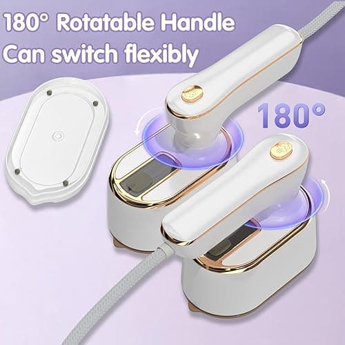 Travel Steamer Iron for Clothes Mini - Portable Ironing Machine Travel Small Size Portable Steamer Travel College Dorm Home Essentials Steamer for Clothes(White) - 6.1*3*4.2 in - White thumbnail 3