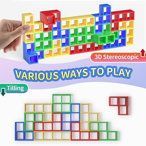 Ziogogco 48Pcs Balance Stacking Blocks Game, Gift for Kids Ages 3-14 | Gets kids thinking. Includes 22 cards and a travel storage bag. Great for birthdays, Christmas, and stocking stuffers thumbnail 4