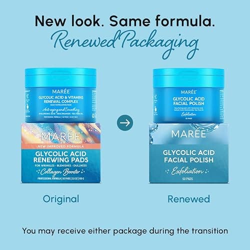 MAREE Glycolic Acid Pads - Toner Pads for Face Cleansing - Exfoliating Pad with Tea Tree Oil, Salicylic Acid & Vitamins E, B3, B5 - Acne Clearing, Skin Pore Resurfacing & Radiance Device - 50 Count thumbnail 2