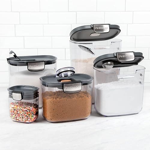ProKeeper+ Airtight Food Storage Container Set – Clear Plastic Flour and Sugar Canister Set with Magnetic Accessories for Kitchen Organization (Grey, 9-Piece) thumbnail 2